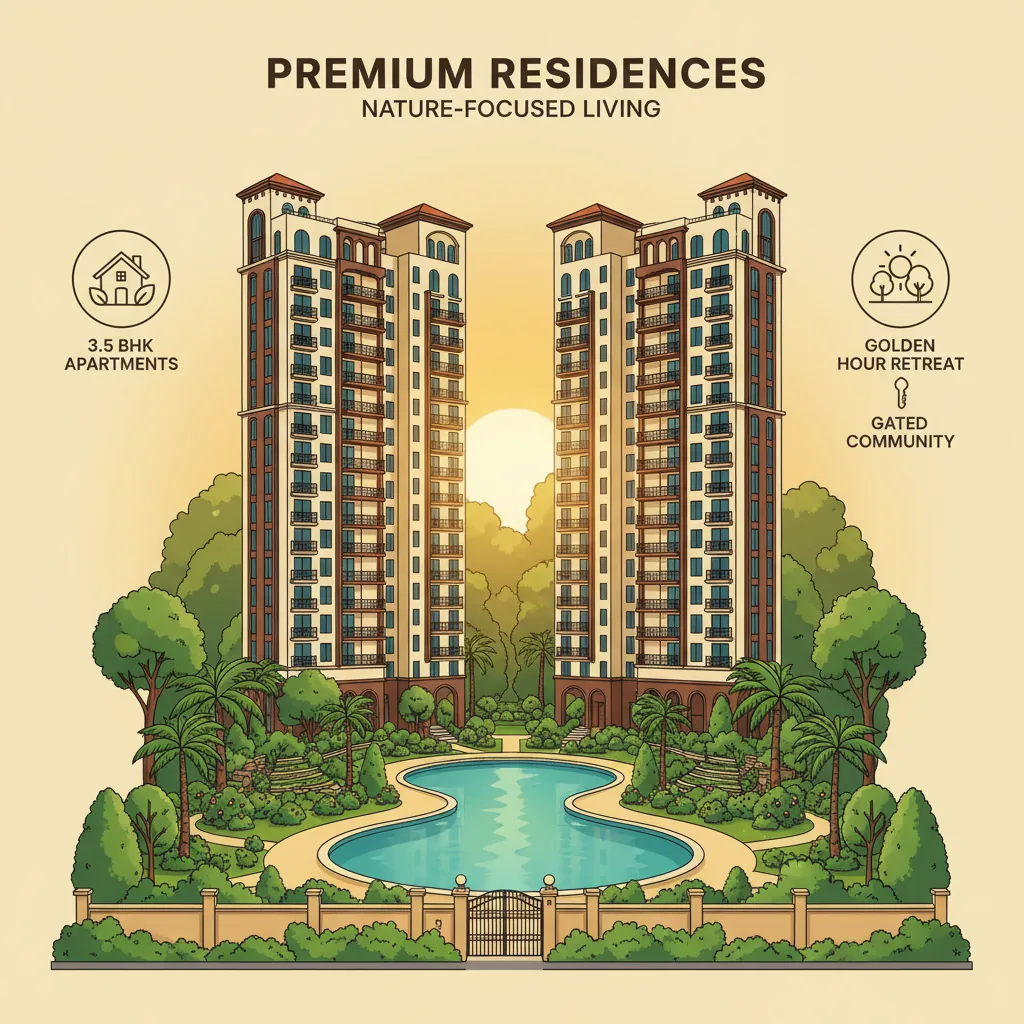 3.5 BHK in Brigade Golden Heights - Premium luxury residential high-rise apartment towers in a forest-themed gated community with Spanish-inspired architecture