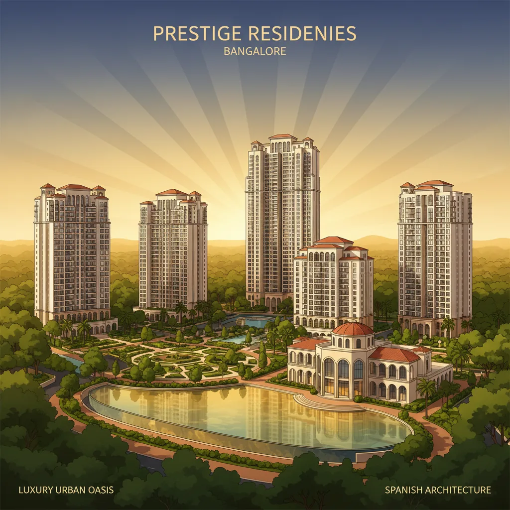 3 BHK Luxury Apartment in Bangalore - Brigade Golden Heights luxury high-rise residential towers with Spanish-themed architecture and nature views