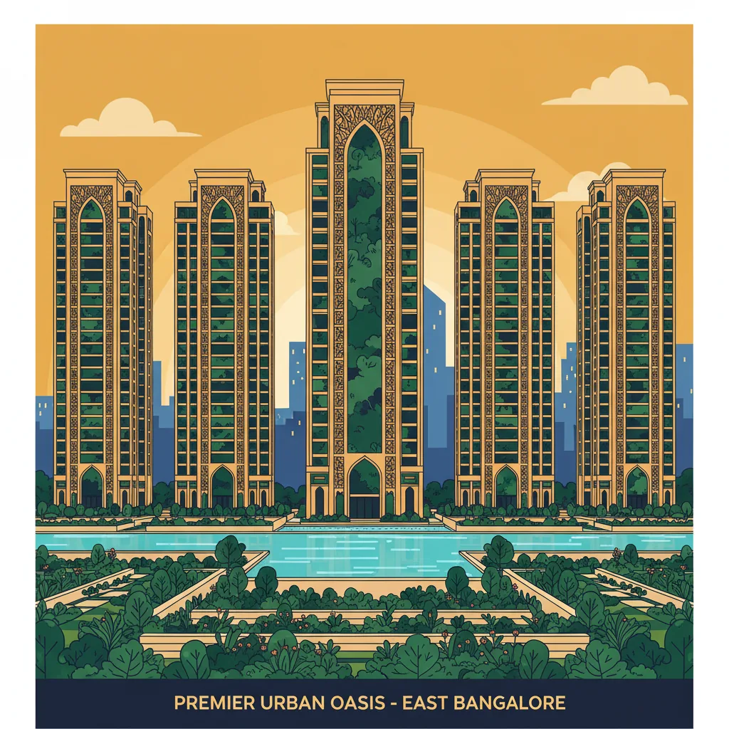 3 BHK luxury flats in Budigere Road at Brigade Golden Heights - modern forest-themed high-rise residential towers with landscaped gardens