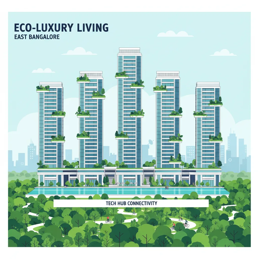 Apartments in East Bangalore - Modern luxury high-rise residential towers at Brigade Golden Heights with forest-themed landscape