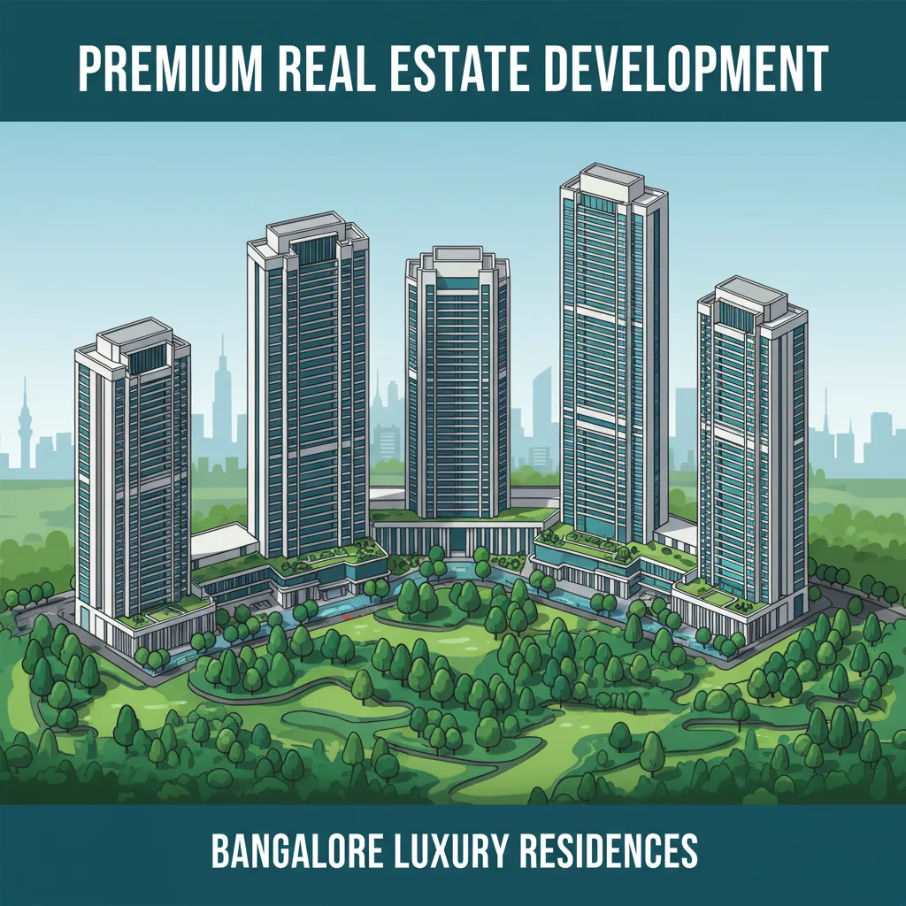 Best Apartment in Bangalore - Modern luxury high-rise residential towers with forest-themed green landscaping at Brigade Golden Heights