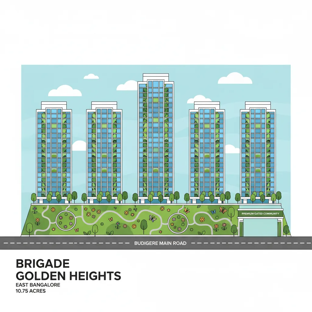 Brigade Golden Heights - Best Brigade Project in East Bangalore 2026 - Luxury forest-themed vertical township with 5 towers up to 43 stories