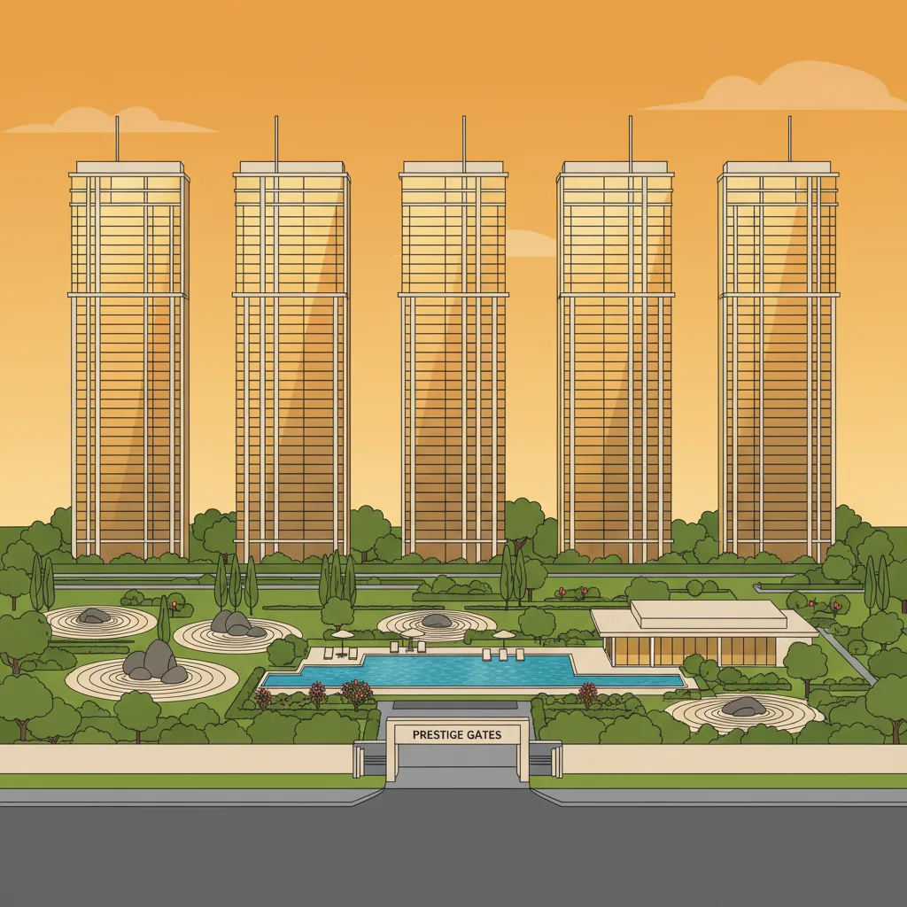 Best Residential Project in Budigere Road - Brigade Golden Heights aerial view of luxury high-rise towers with Zen gardens and clubhouse
