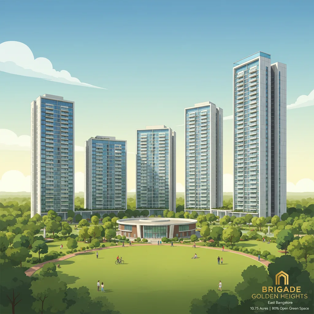 Biggest Apartment in East Bangalore - Brigade Golden Heights luxury residential high-rise with lush green parks and 10.75 acres community