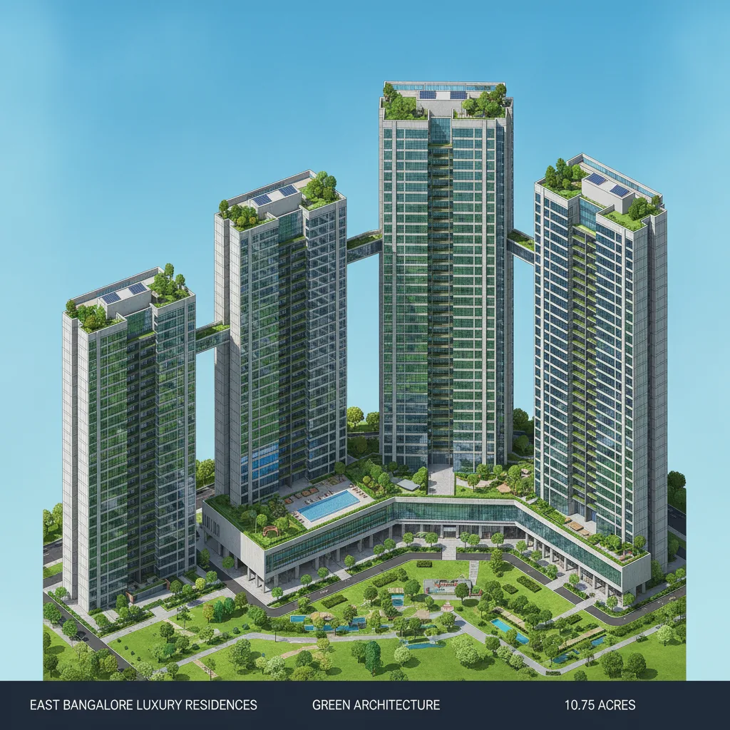 Brigade Golden Heights RERA Status - Modern luxury residential high-rise apartment complex in East Bangalore with sustainable green architecture and landscaped gardens