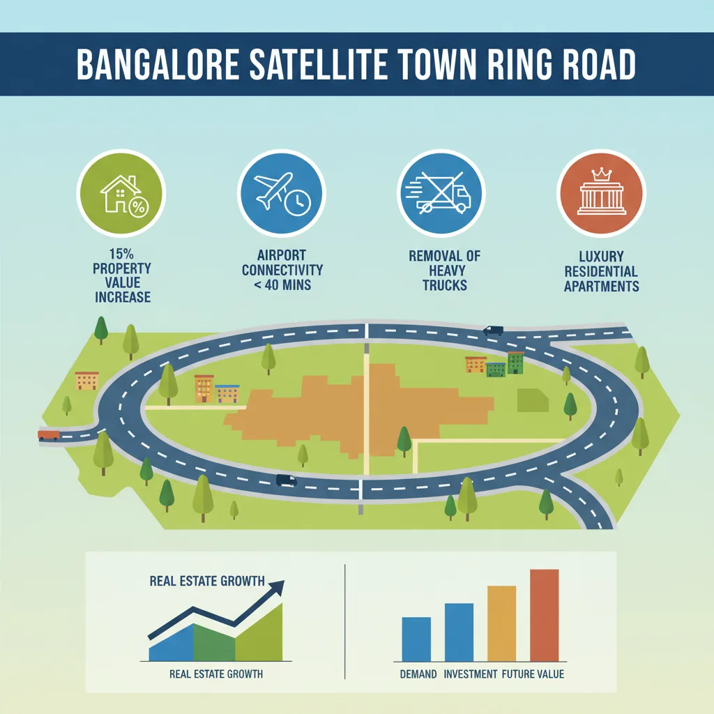 Impact of STRR on Budigere Road Property - Satellite Town Ring Road highway infographic showing property value growth and connectivity benefits