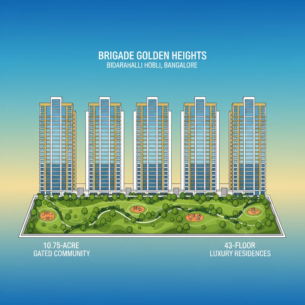 Luxury Apartment in Bidarahalli Hobli - Brigade Golden Heights aerial view of 5 towers