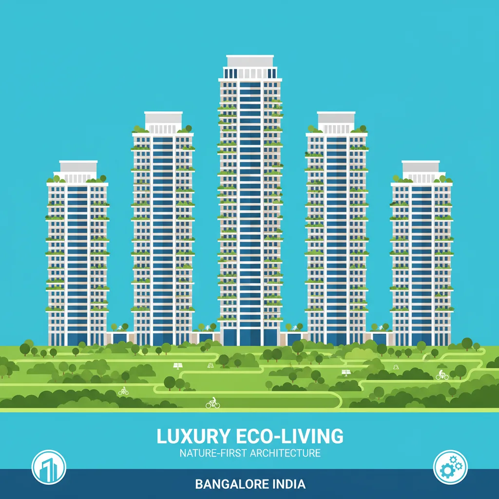 Modern luxury high-rise residential towers at Brigade Golden Heights in Bidarahalli Hobli Bangalore with lush green gardens and 5 iconic skyscrapers rising 43 floors