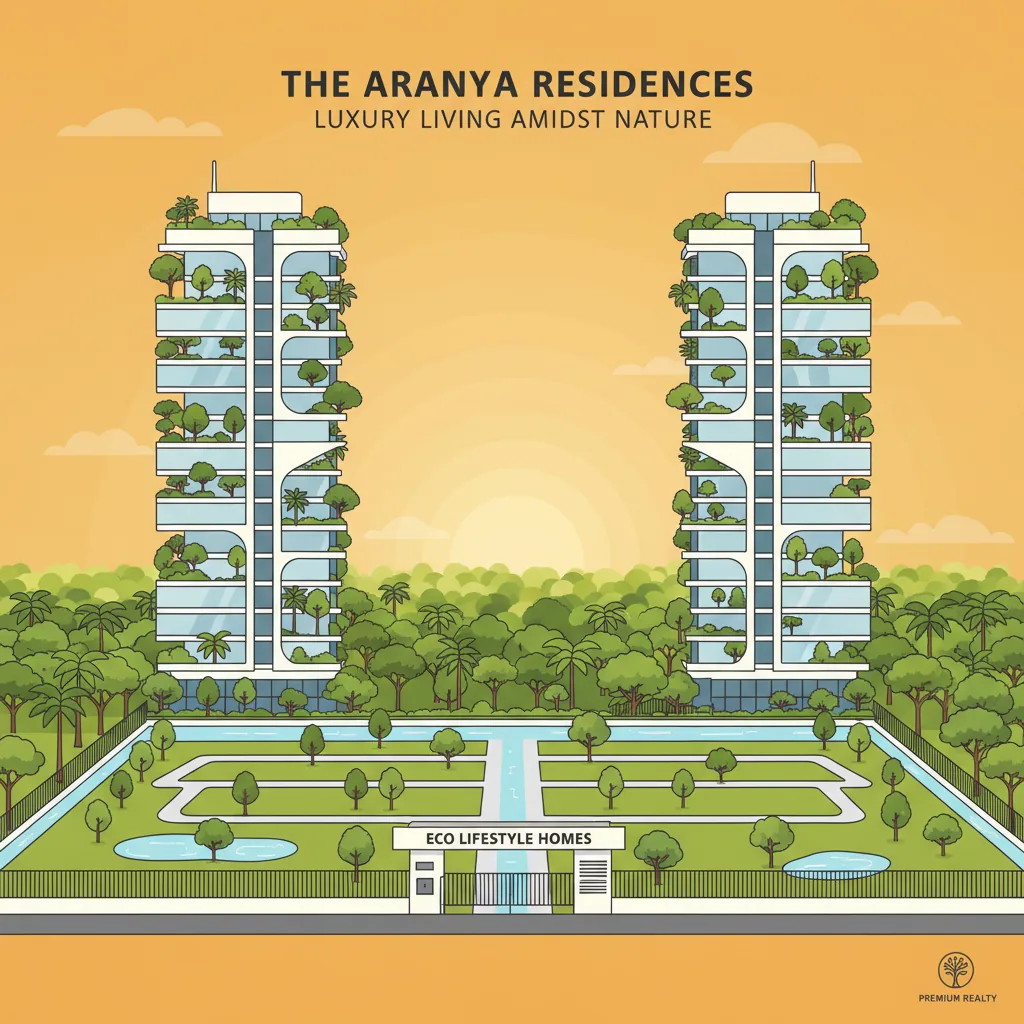 Luxury Apartments in Budigere Road - Modern luxury high-rise residential towers with nature-focused architecture overlooking forest views