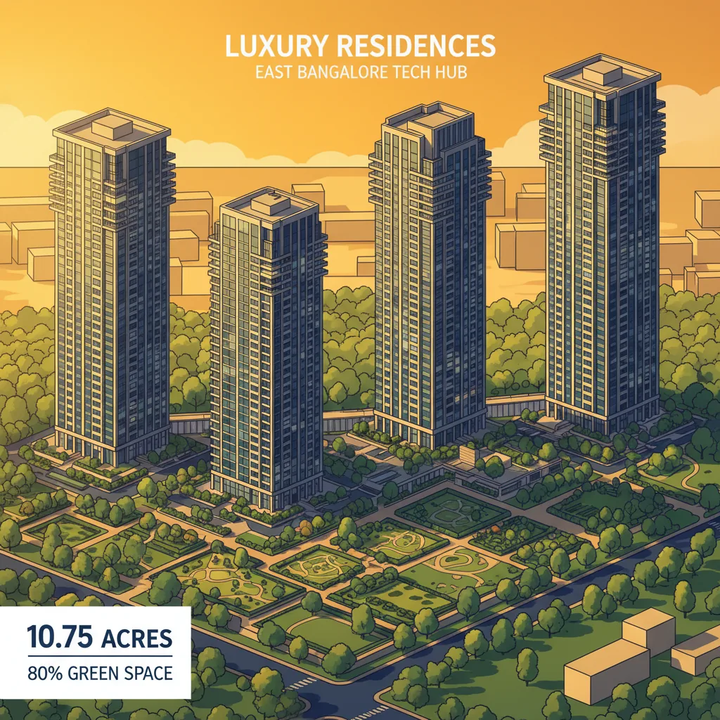 Luxury apartments in East Bangalore - Brigade Golden Heights residential towers with forest parks