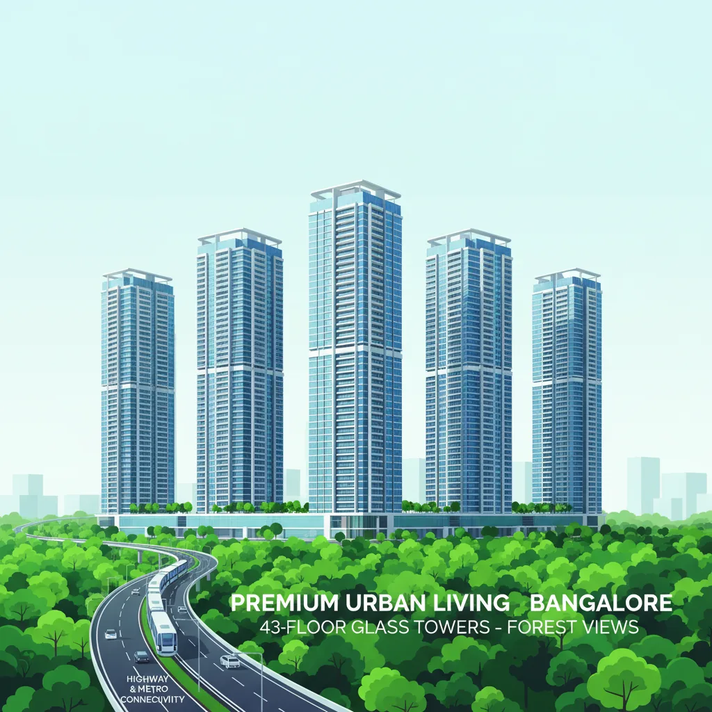 Luxury flats for sale in Bangalore - Modern high-rise residential towers with green surroundings