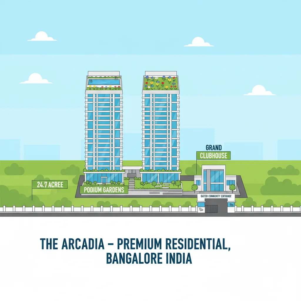 New Launch Apartment in Bangalore 2026 - Brigade Golden Heights luxury high-rise residential complex with rooftop pool and green spaces