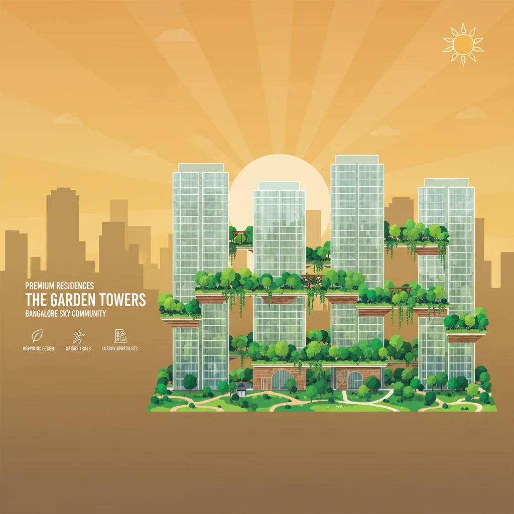 Premium flats in Bangalore at Brigade Golden Heights - modern luxury high-rise towers with lush green landscape gardens and biophilic architecture