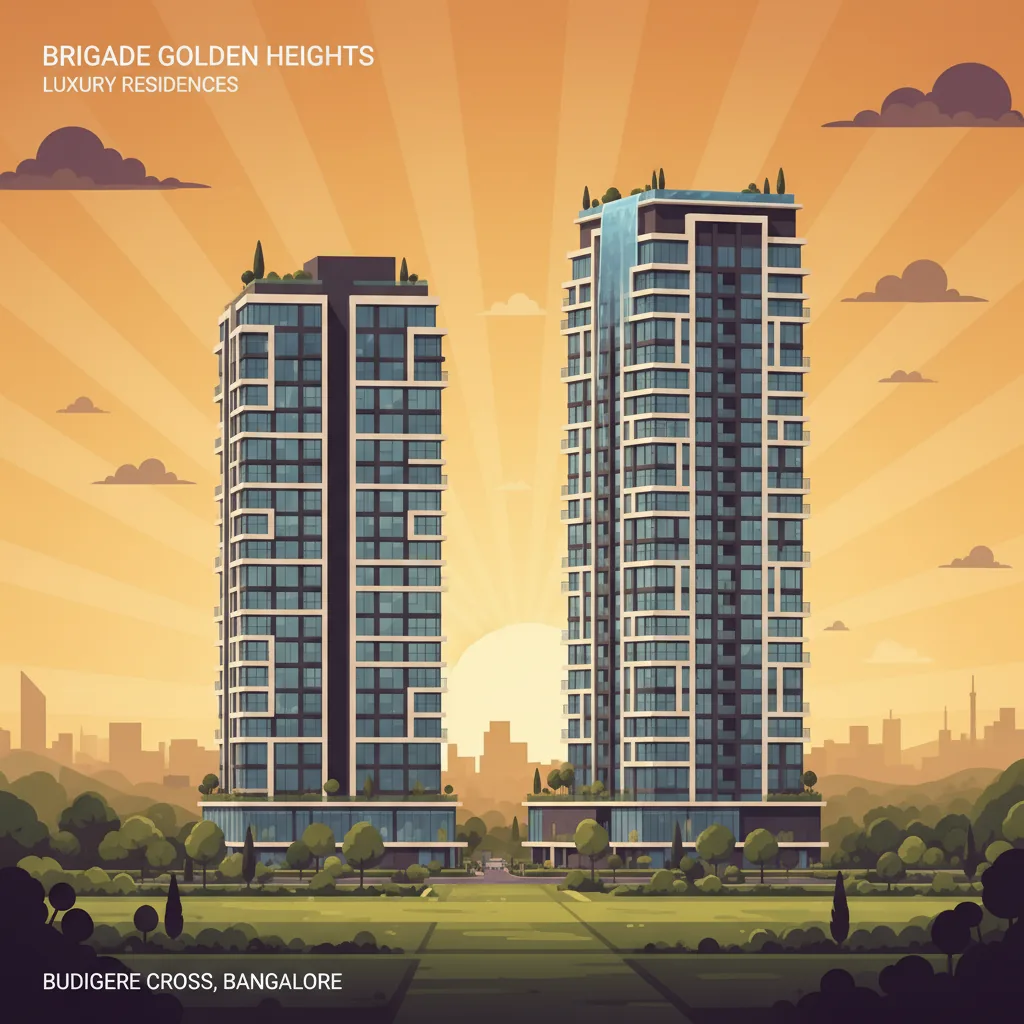 Modern luxury high-rise residential apartment towers at Brigade Golden Heights on Old Madras Road