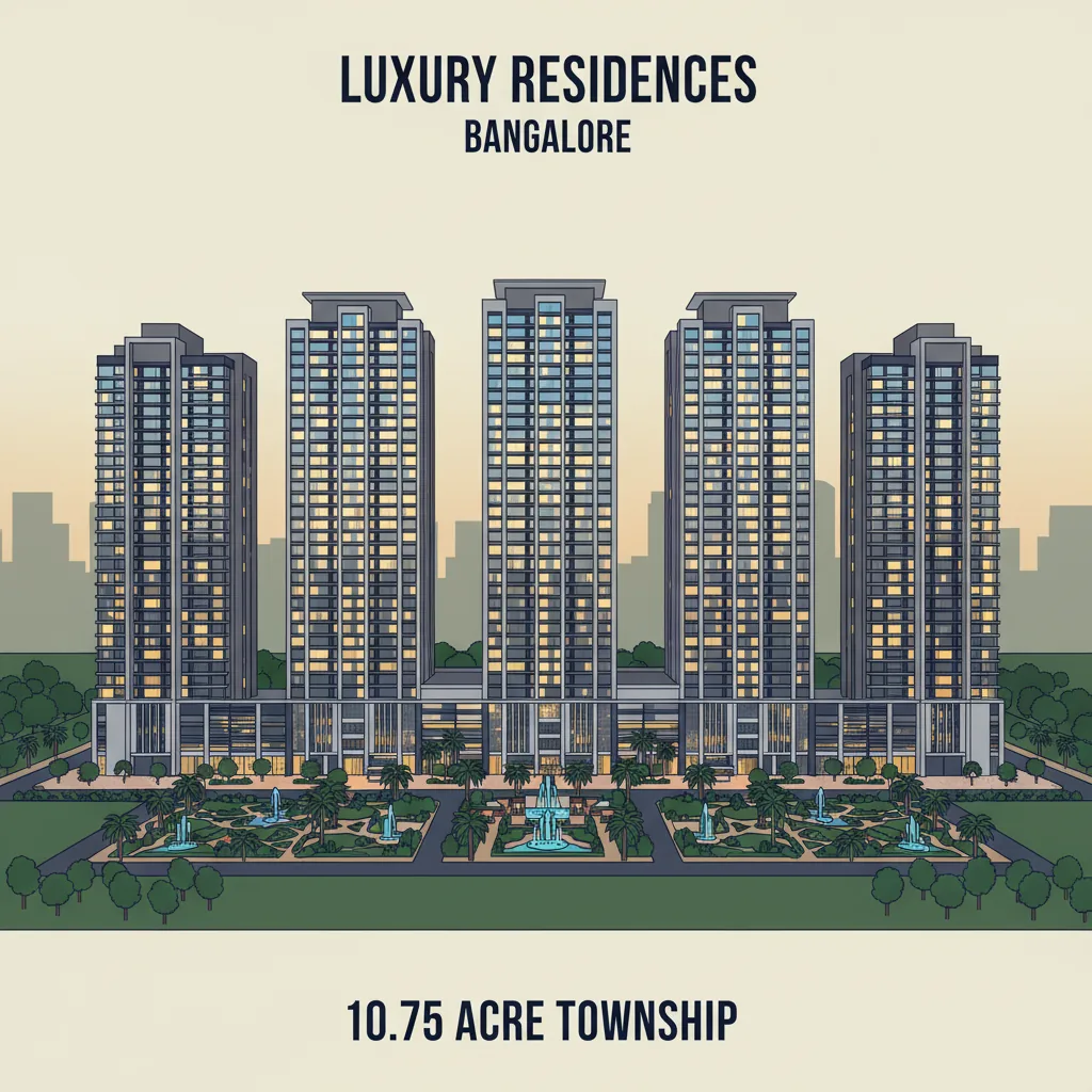 Biggest Township in Bangalore - Brigade Golden Heights luxury residential towers with Spanish-themed gardens at Budigere Cross